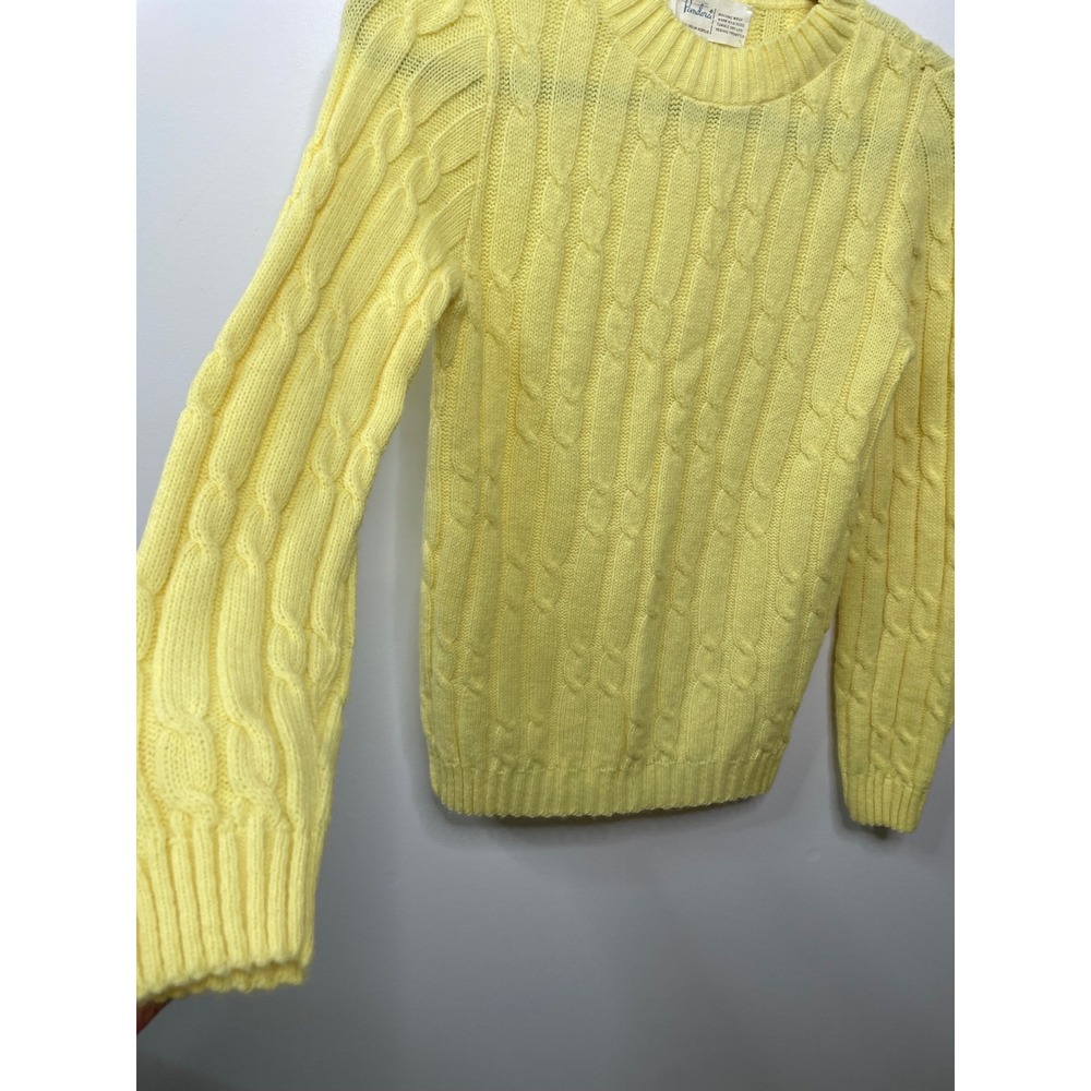 Pandora Lemon Yellow Fisherman Cable Knit Vintage‎ Sweater Chunky Preppy Cozy M - Picture 6 of 10